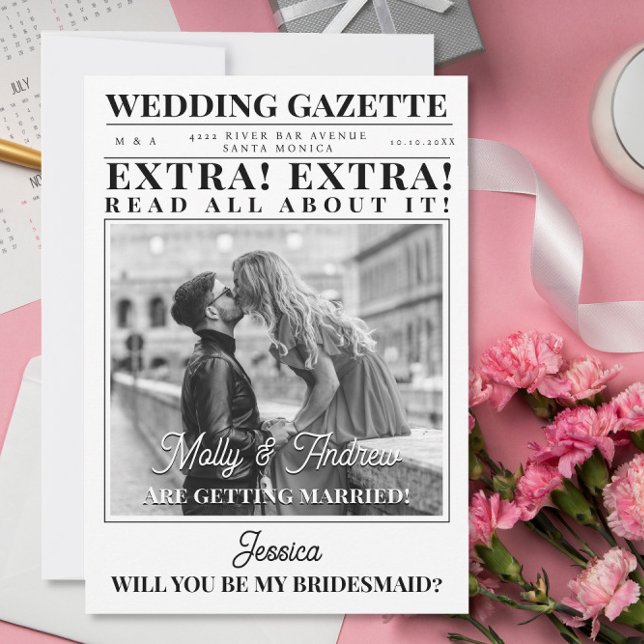 Convites Foto de jornal personalizada proposta de dama de h (Criador carregado)