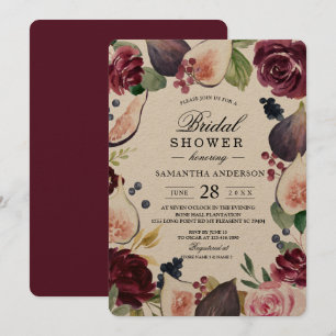 Convites Foto de Kraft Moody & Rustic Burgundy