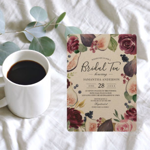 Convites Foto de Kraft Moody & Rustic Burgundy