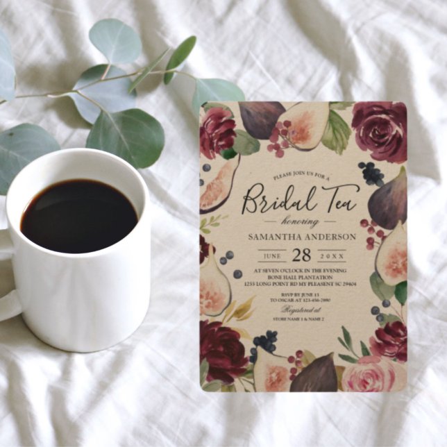 Convites Foto de Kraft Moody & Rustic Burgundy (Criador carregado)