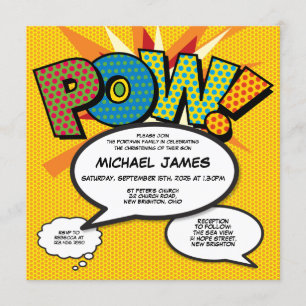 Convites Foto de Livro de Quadrinhos Divertida de Batismo M