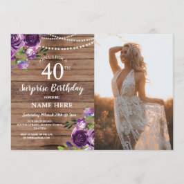 Convites Foto de madeira do aniversário de 40 anos de rua d