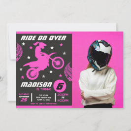Convites Foto de Menina de Moto Motocross de Aniversário