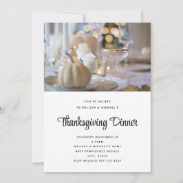 Convites Foto de mesa de Ação de Graças com decoração elega