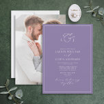 Convites Foto de Monograma de Caligrafia de Lavanda Elegant<br><div class="desc">Seu casamento dá palco para uma celebração única, e tudo começa com o convite perfeito. Esta Elegante Lavanda Calliografia Monograma Foto Convite de Casamento Exude elegância sem esforço e sofisticação do eterno. Feito com caligrafia moderna, esta carta tem um olhar artístico que certamente agradará até o mais discernimento de seus...</div>