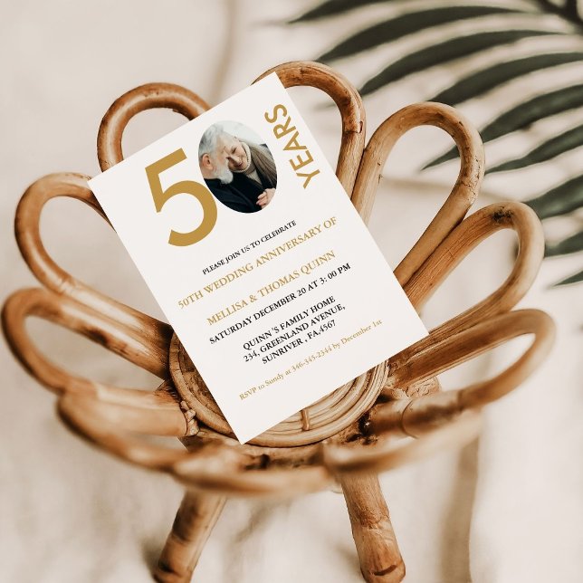 Convites Foto de na moda moderna 50º aniversário de casamen (Criador carregado)