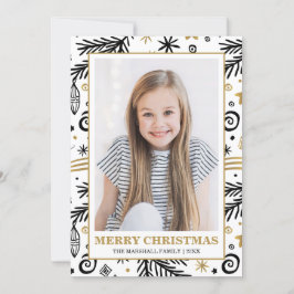 Convites Foto de Natal da Trendent Dourada Black White Pine