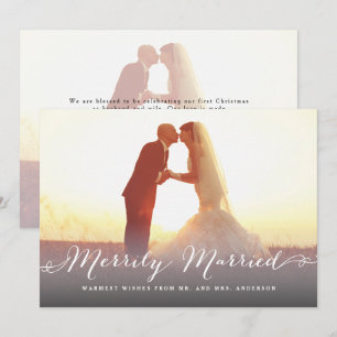 Convites Foto de Natal de Script Merrily Casada