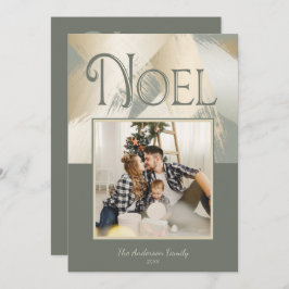 Convites Foto de Natal Festa de Janto de Traços Dourados Mo