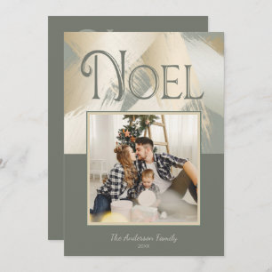 Convites Foto de Natal Festa de Janto de Traços Dourados Mo