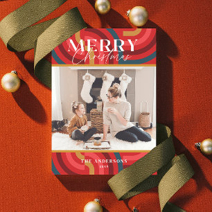 Convites Foto de Natal Geométrico Máxima do Retro