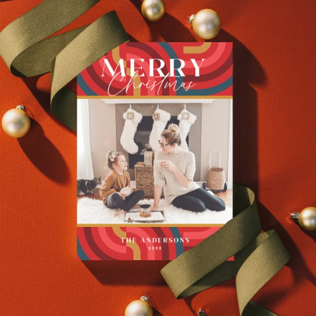 Convites Foto de Natal Geométrico Máxima do Retro (Criador carregado)