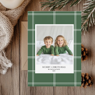 Convites Foto de Natal Merry Verde Personalizada