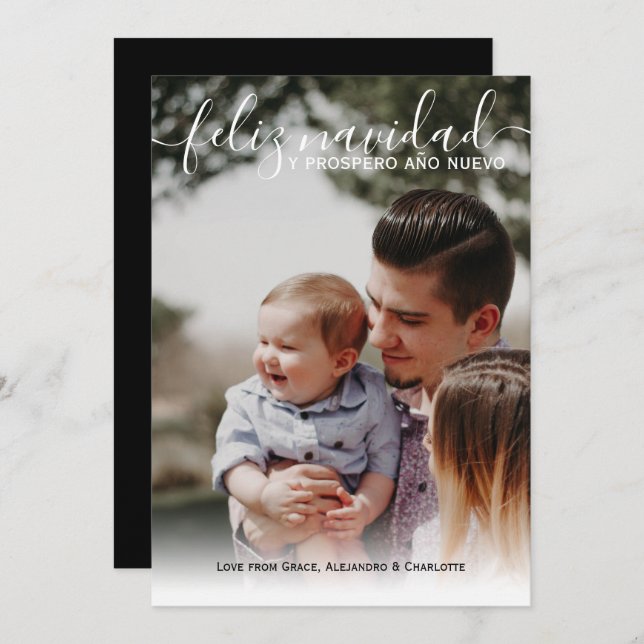 Convites Foto de Natal Moderno de Feliz Navidad (Frente/Verso)