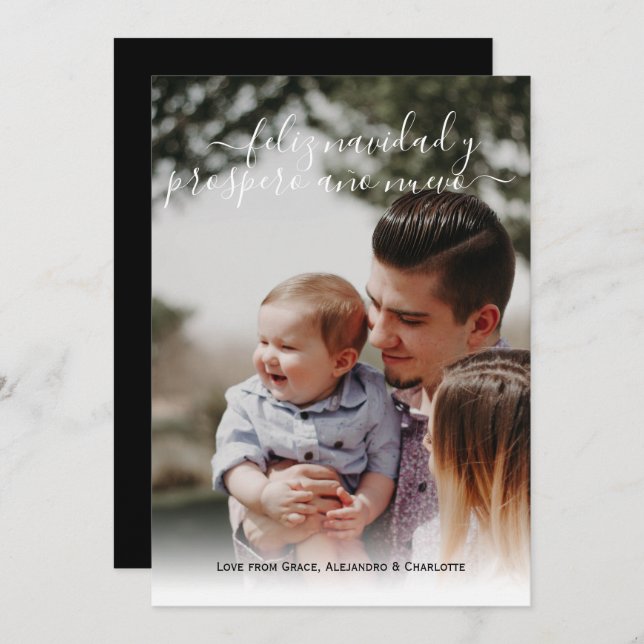 Convites Foto de Natal Moderno de Feliz Navidad (Frente/Verso)