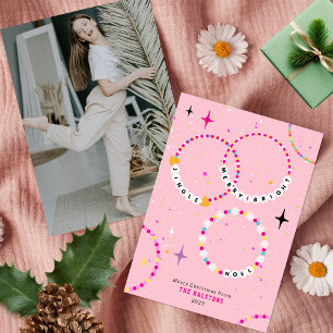 Convites Foto de Natal Rosa das Braceletes de Amizade