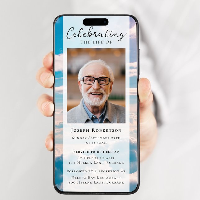 Convites Foto de Nuvens Azuis Evento Digital Funeral (Criador carregado)