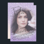 Convites Foto de Ombre Brilhante Roxo Azul Doce 16<br><div class="desc">Este elegante, feminino e doce convite de aniversário de 16 fotos é perfeito para a adolescente da moda e na moda. Ele retrata um brilho brilhante roxo e cintilante roxo e gradiente ombre cor-de-rosa-rosa com uma configuração personalizada de tipografia cursiva de script. É um toque glamouroso, feminino, simples e único...</div>