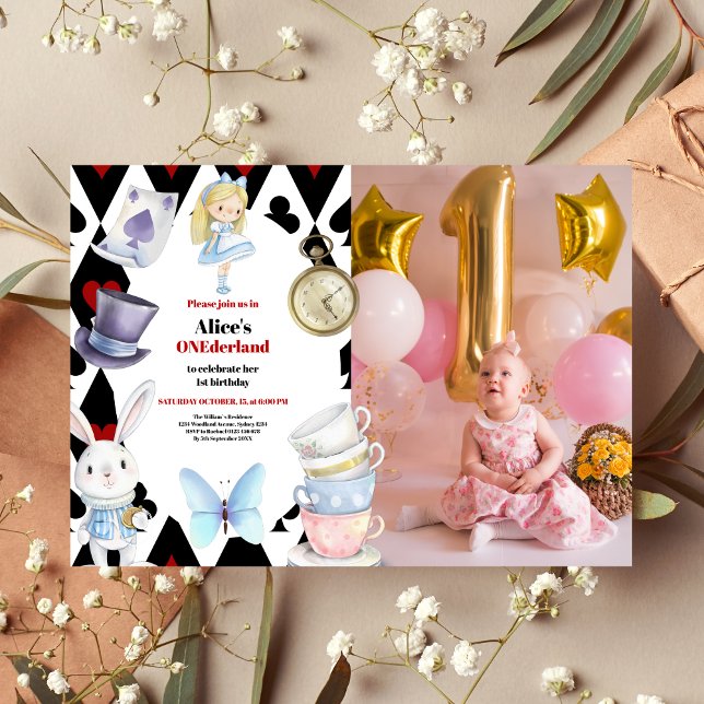 Convites Foto de Onederland Alice no primeiro aniversario d (Criador carregado)