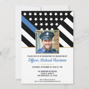 Convites Foto de Polícia da Linha Azul de Graduação Policia