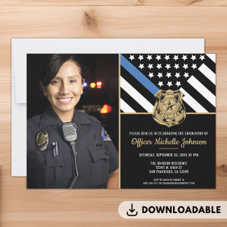 Convites Foto de Polícia da Linha Azul de Graduação Policia
