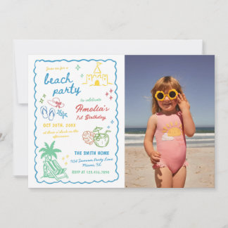 Convites Foto de Praia Personalizada de Verão Divertida Des