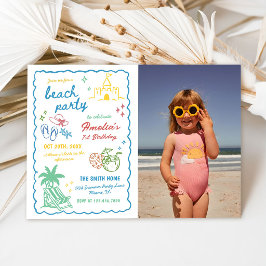 Convites Foto de Praia Personalizada de Verão Divertida Des