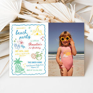 Convites Foto de Praia Personalizada de Verão Divertida Des
