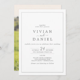 Convites Foto de prata minimalista no casamento