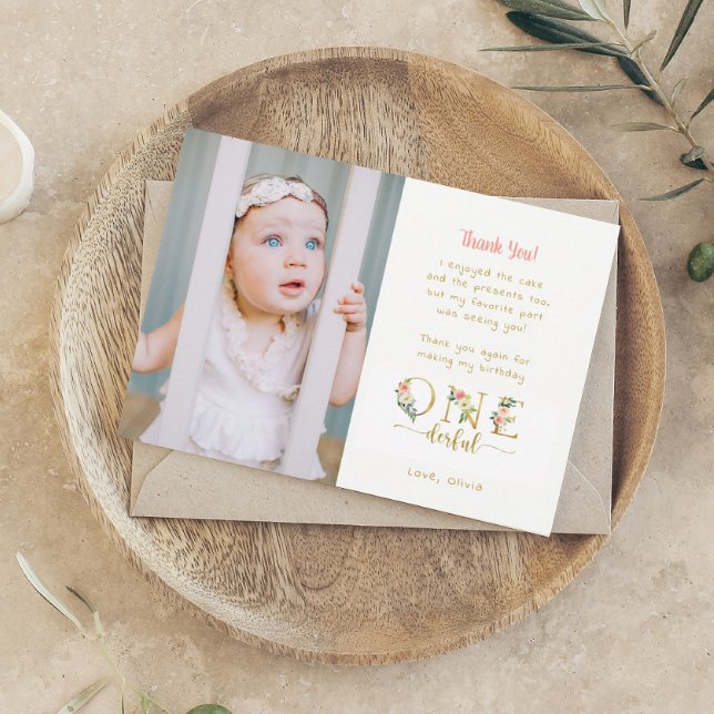 Convites Foto De primeiro aniversario Maravilhosa - Obrigad (Criador carregado)