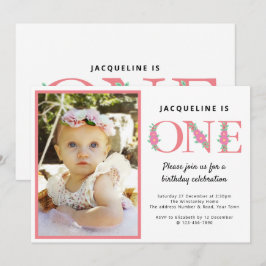 Convites Foto de primeiro aniversario para Meninas