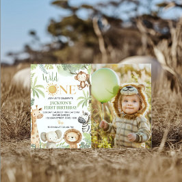 Convites Foto de primeiro aniversario Selvagem Selvagem Sel
