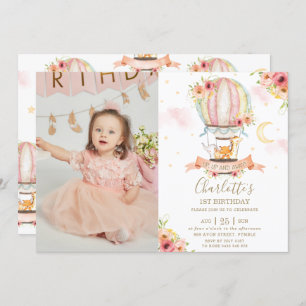 Convites Foto de primeiros aniversarios de Balões de Ar Que