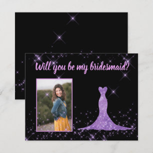 Convites Foto de Proposta de Bridesmaid com borda ajustável