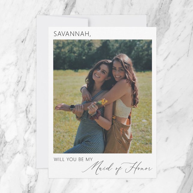 Convites Foto de Proposta de Madrinha de casamento Mínima E (Criador carregado)