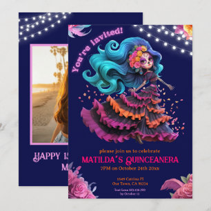 Convites Foto de Quinceañera Catrina do Dia dos Mortos