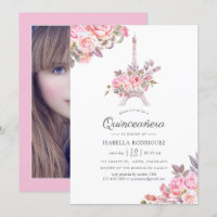 Foto de Quinze Anos Floral Rosa em Aquarela Paris