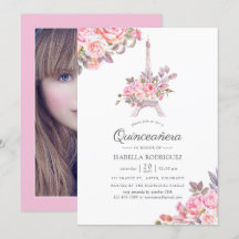 Foto de Quinze Anos Floral Rosa em Aquarela Paris