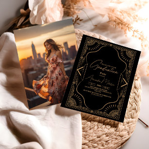 Convites Foto de Raios 20 Gatsby Art Deco Graduação