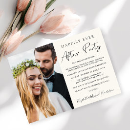Convites Foto de Recepção de Casamento Creme Felizes para S