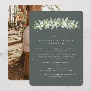 Convites Foto de Recepção de casamento de Frente Verde+Euca
