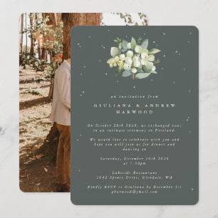 Convites Foto de Recepção de casamento de Frente Verde+Euca