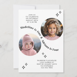 Convites Foto de Retrato Irmão Comum Foto Mínima Boho Anive