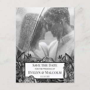 Convites Foto de Rosas Pretas e Brancas Salvar a Data