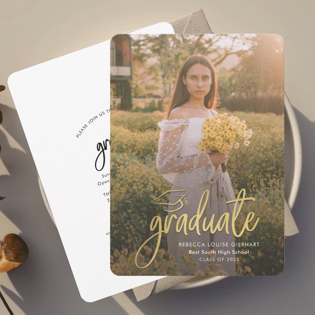 Convites Foto de Roteiro de Formatura Casa Aberta 2026 (Graduation Script Photo Grad Open House 2025 Invitation)
