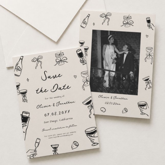 Convites Foto de Salvar a Data de Casamento com Desenho à M (Criador carregado)