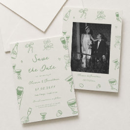 Convites Foto de Salve o Dia de Casamento Desenhada à Mão V