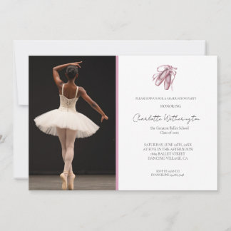 Convites Foto de Sapatilhas de Ballet Rosa Graduada