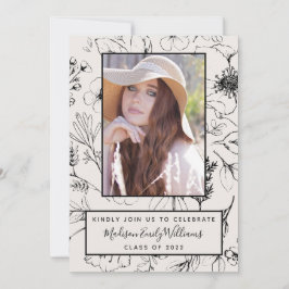 Convites Foto de Script Botânico de Blush da festa de forma