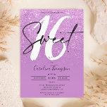 Convites Foto de script de borda com brilho púrpura Sweet 1<br><div class="desc">Procurando o convite de aniversário 16 perfeito e mais legal? Obtenha esta tendência e o violeta roxo e violeta púrpura com uma foto de script de fronteira Convidado 16, adicione sua foto no verso com um roteiro elegante de assinatura. Apenas entre em contato comigo se você quiser personalizar o texto...</div>